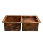 Hammered Double Bowl Copper Undermount Kitchen Sink - Zeta - Image 2