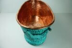 Hammered Copper Beverage Tub – Oval Ice Bucket with Verdigris Patina & Handles - Image 4