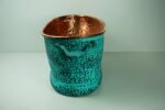Hammered Copper Beverage Tub – Oval Ice Bucket with Verdigris Patina & Handles - Image 7