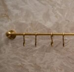 Unlacquered Brass Kitchen Rail – Handmade Wall Mounted Pot Rack with Hooks - Image 2