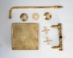 Solid Unlacquered Brass Shower Set with Handles & Rough-In Valve - Image 3