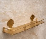 Hammered Brass Wall Shelf – Handmade Unlacquered Floating Bathroom Rack - Image 2